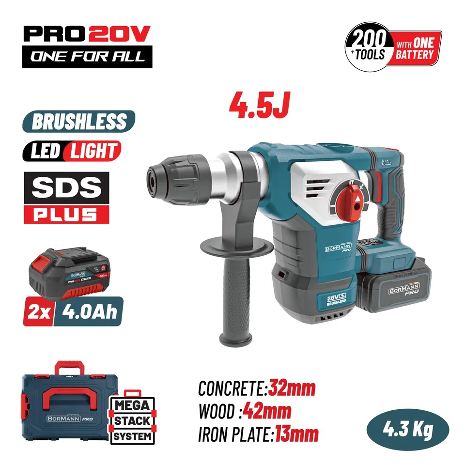 Bormann Pro BBP5337X44CA martello perforatore 20V 4,5J