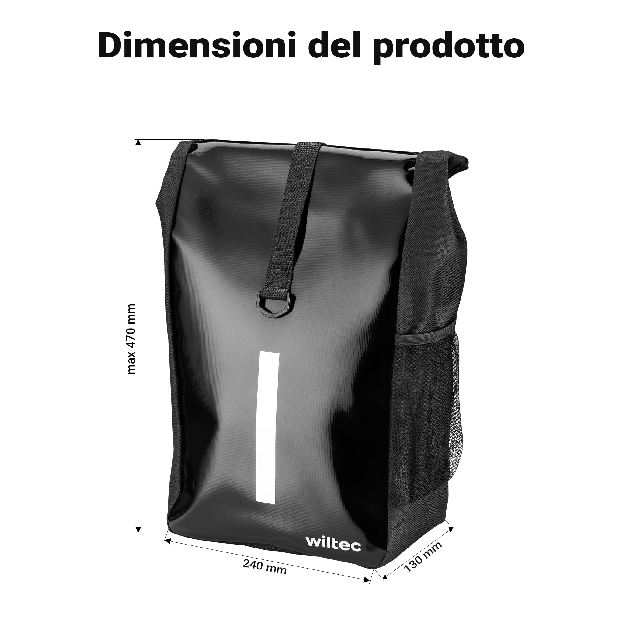 Wiltec Borsa Bici 16 l Nera Impermeabile Portapacchi