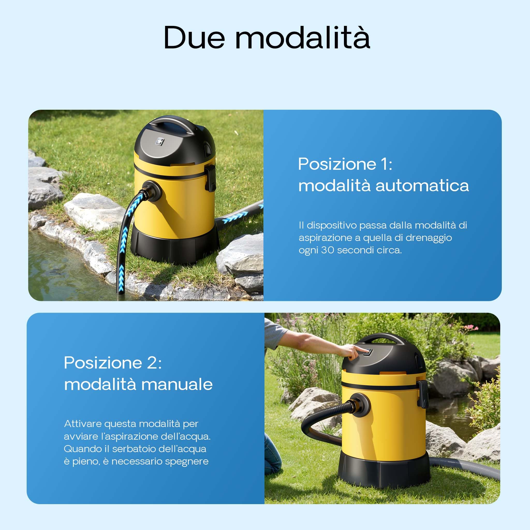 Wiltec Aspirafango Laghetti Piscine 1400W Secco Umido