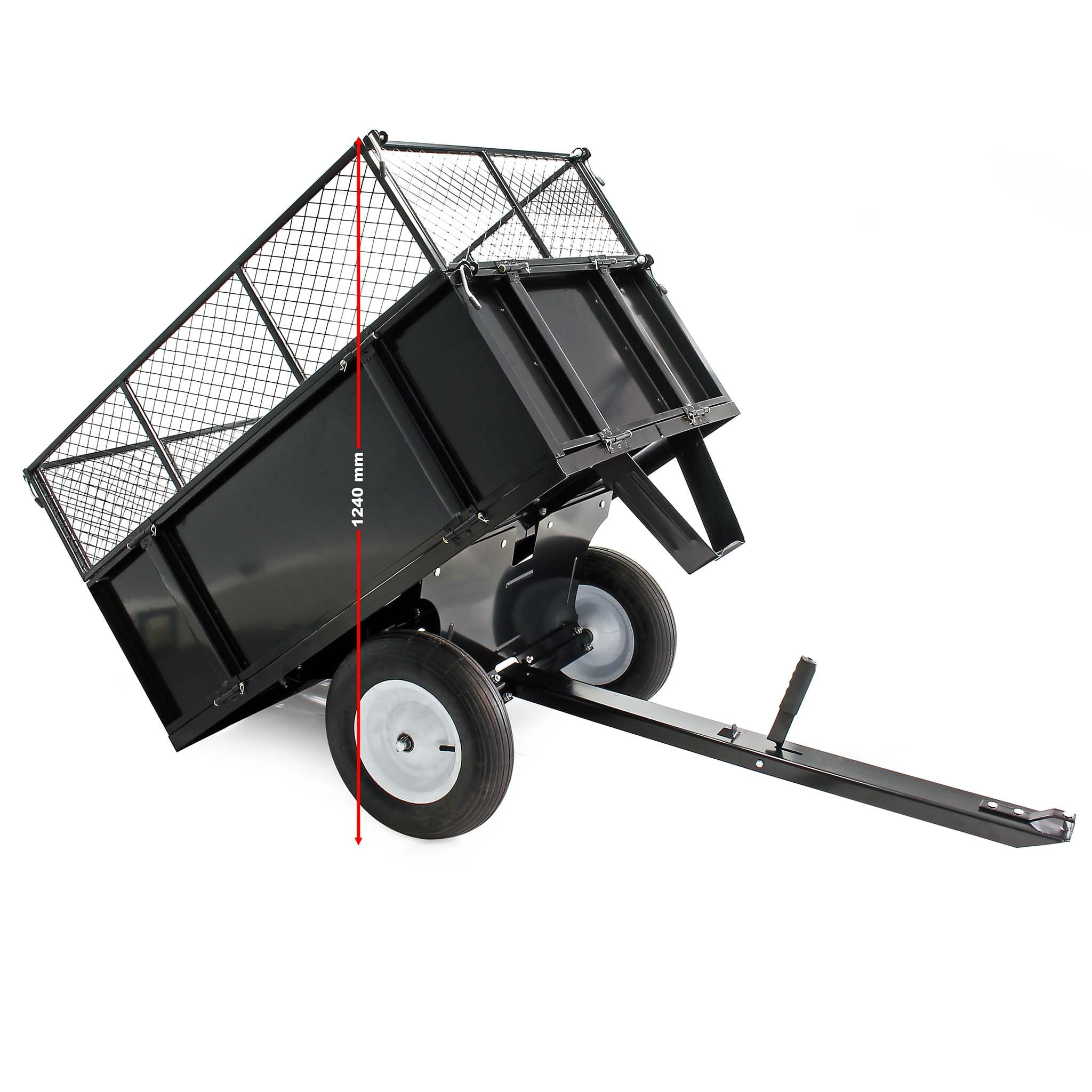 Wiltec Rimorchio Trattorino 114x76x30 cm Ribaltabile Rete