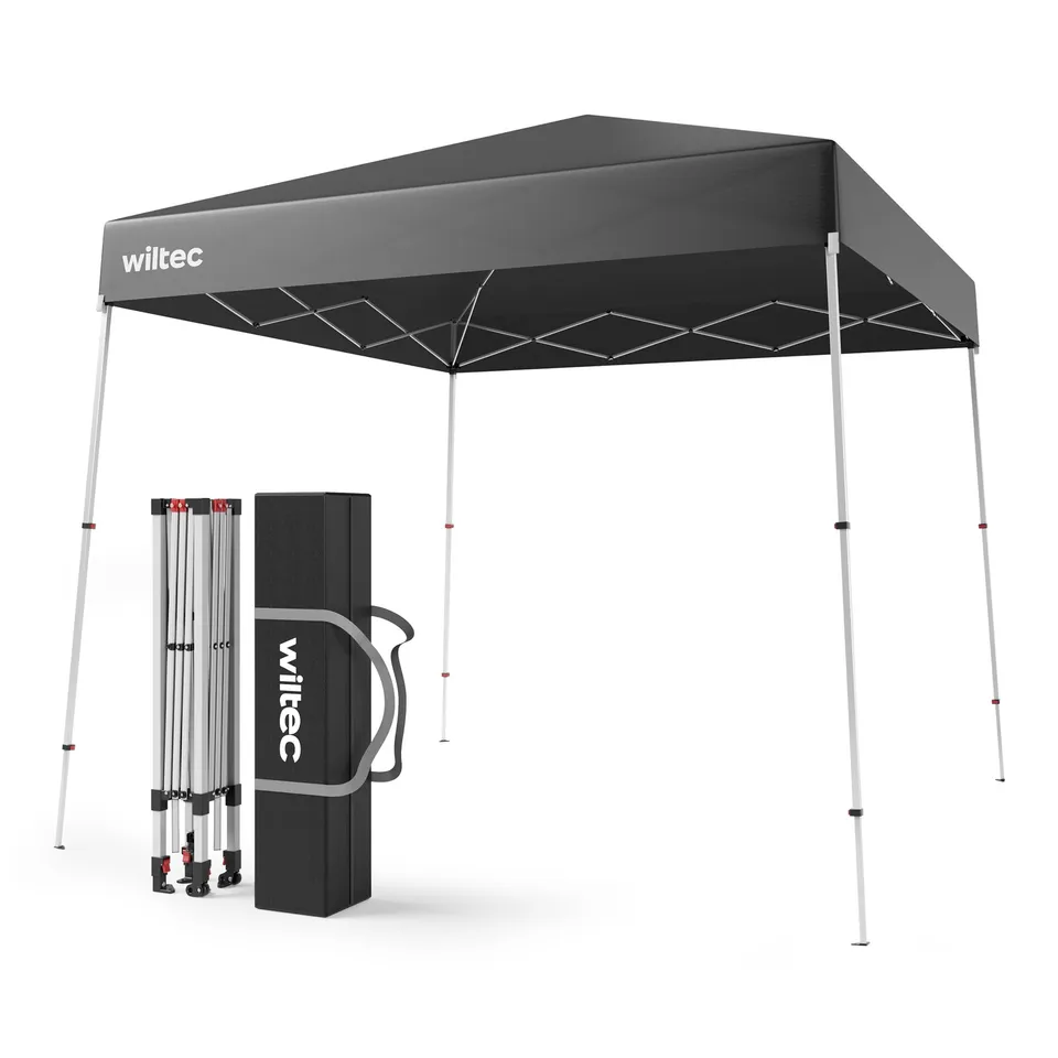 Wiltec gazebo pieghevole grigio 2,5x2,5 m tetto UV50+