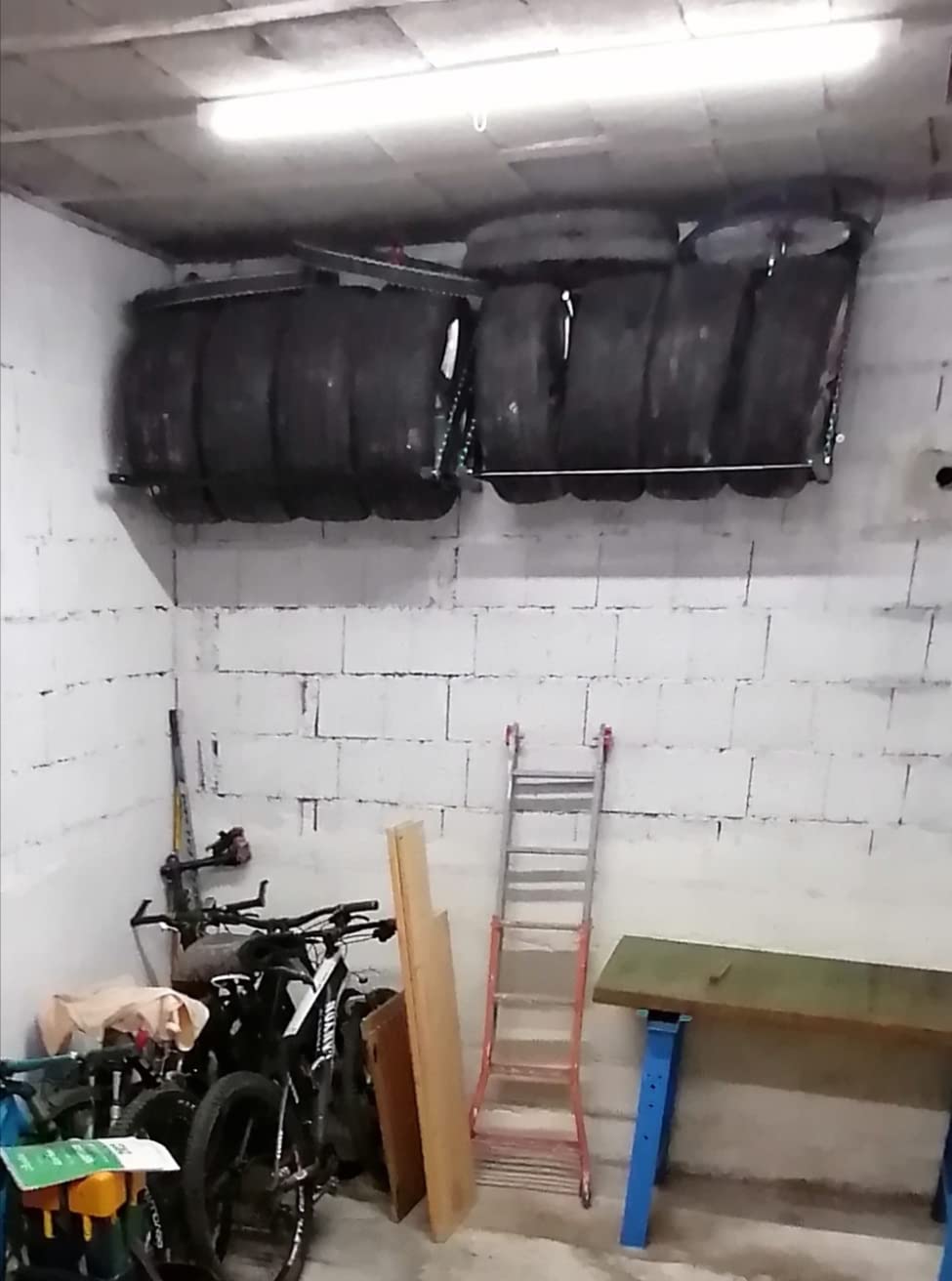 Wiltec Supporto pneumatici a parete 130 kg 4 ruote pieghevole