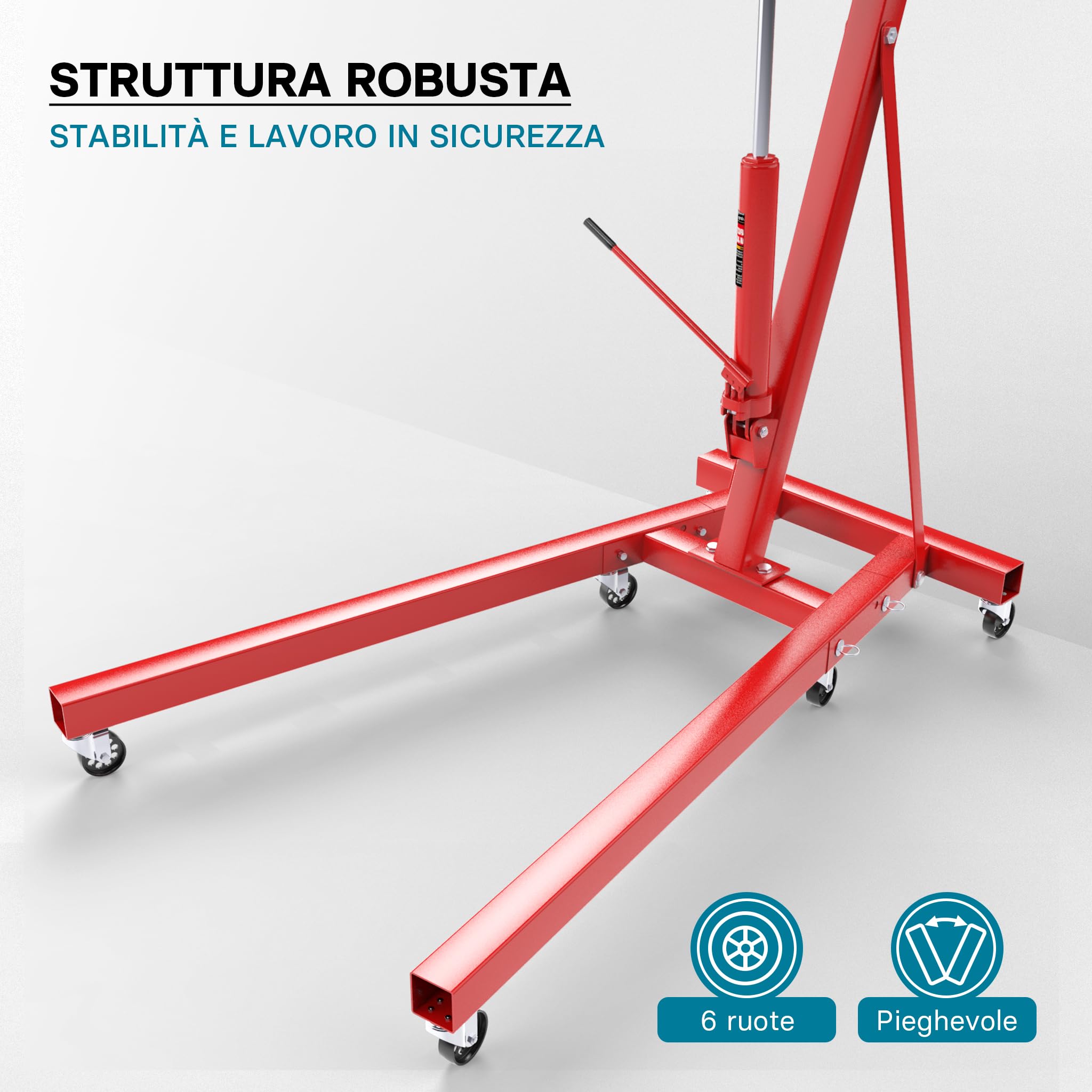Wiltec Gruetta Idraulica 2000kg Officina Pieghevole 2,25m