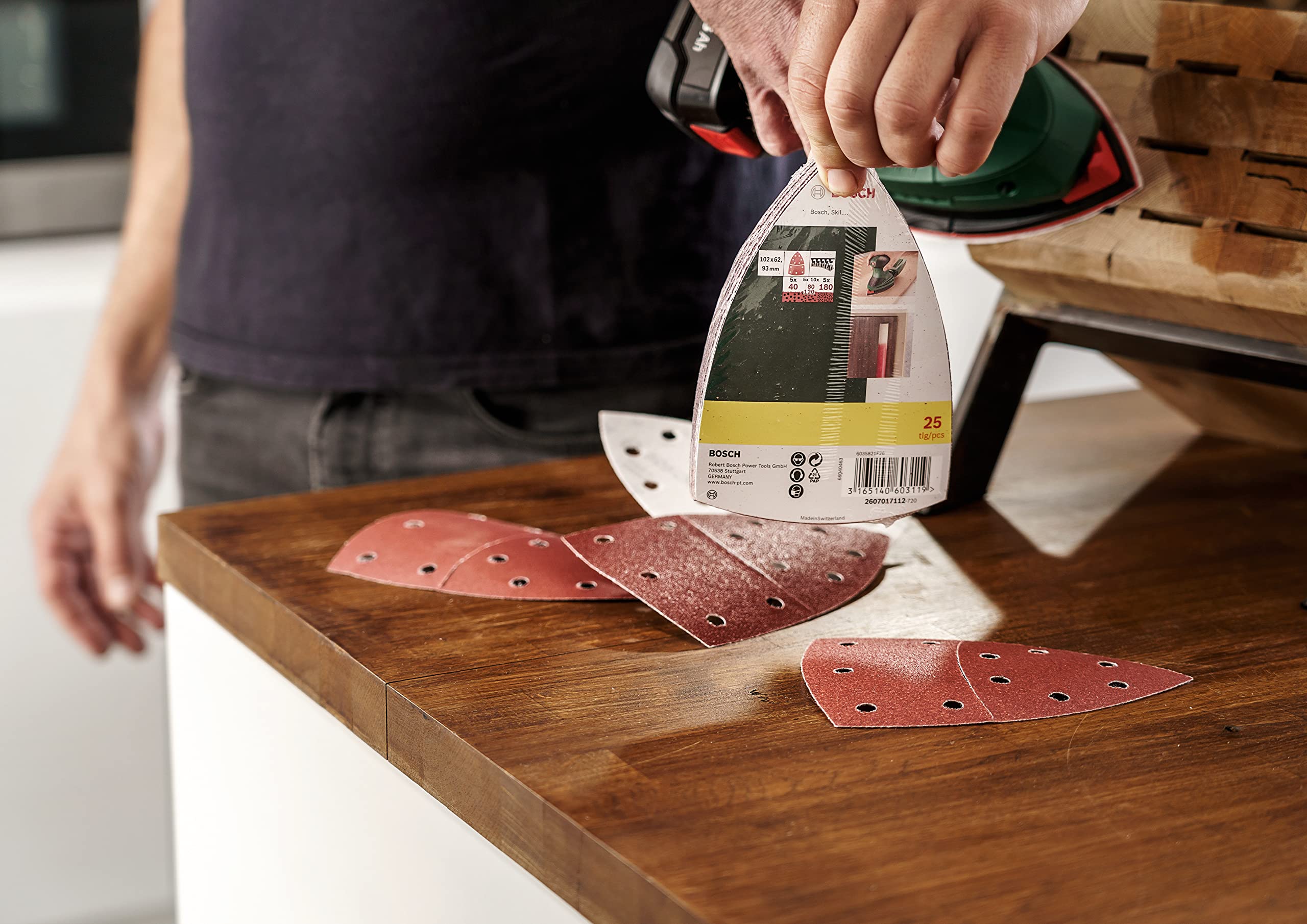 Bosch Set 25 fogli abrasivi 102x62 mm grana mista 11 fori