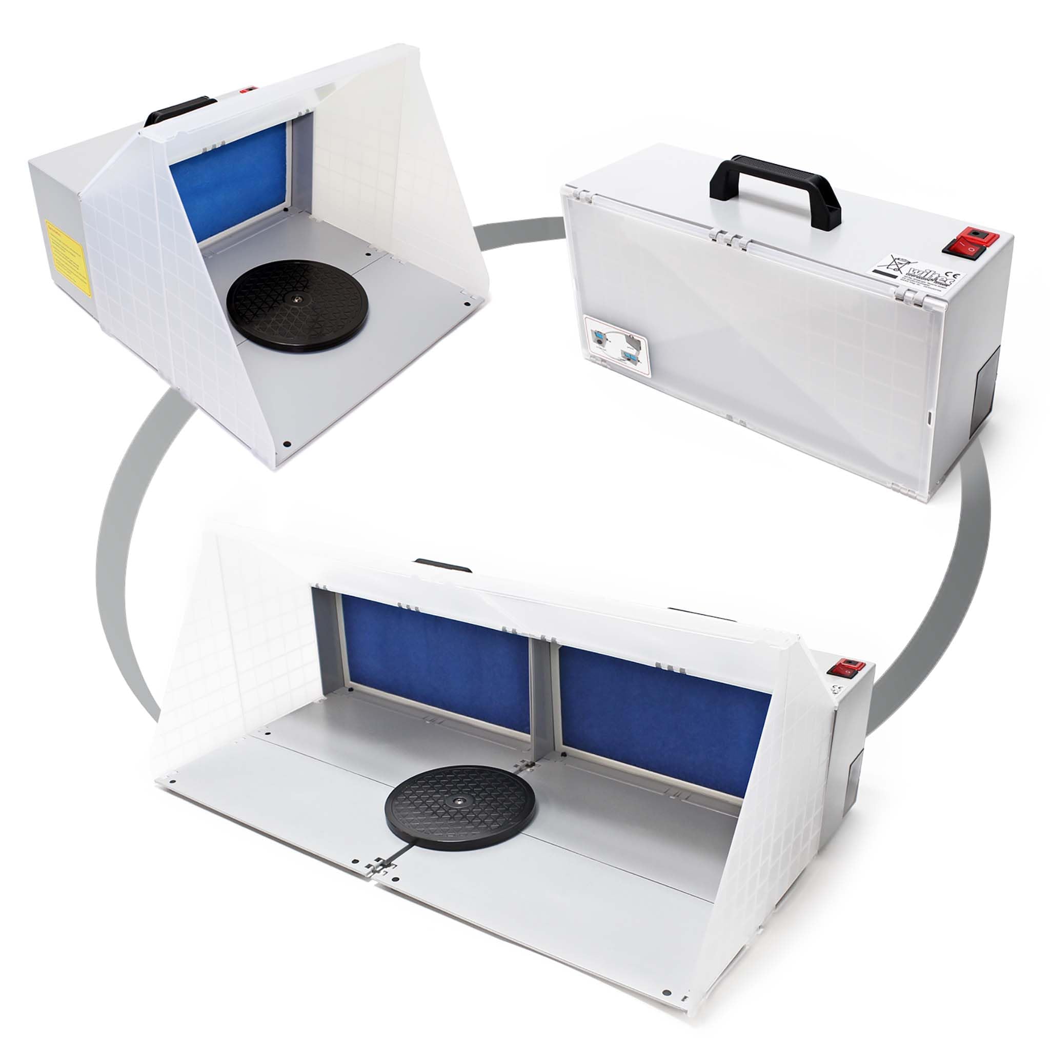 Wiltec Cabina aspirazione aerografo 4 m³/min con tubo e filtro