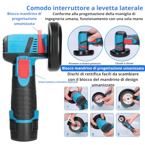 DE ROSA SHOP smerigliatrice angolare batteria 19500 giri