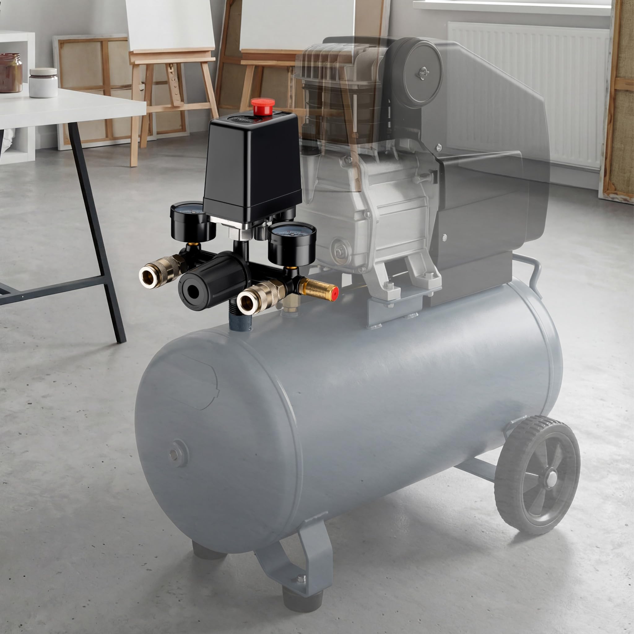 Wiltec regolatore pressione pressostato compressore 8 bar 2 manometri