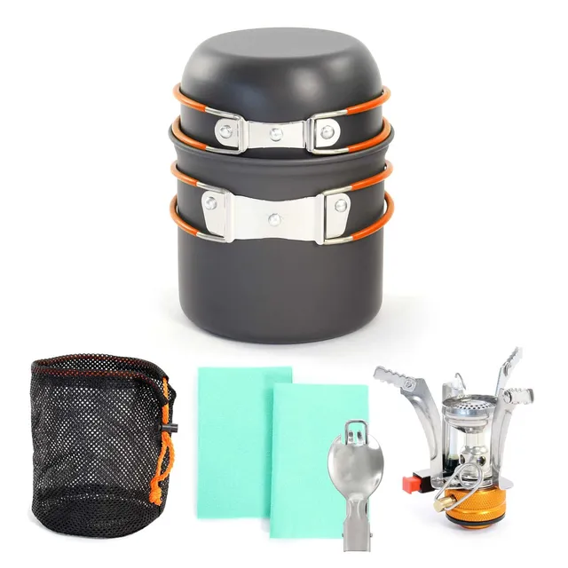 Wiltec Toboli set stoviglie campeggio 6 pz alluminio
