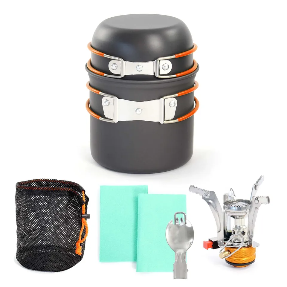 Wiltec Toboli set stoviglie campeggio 6 pz alluminio