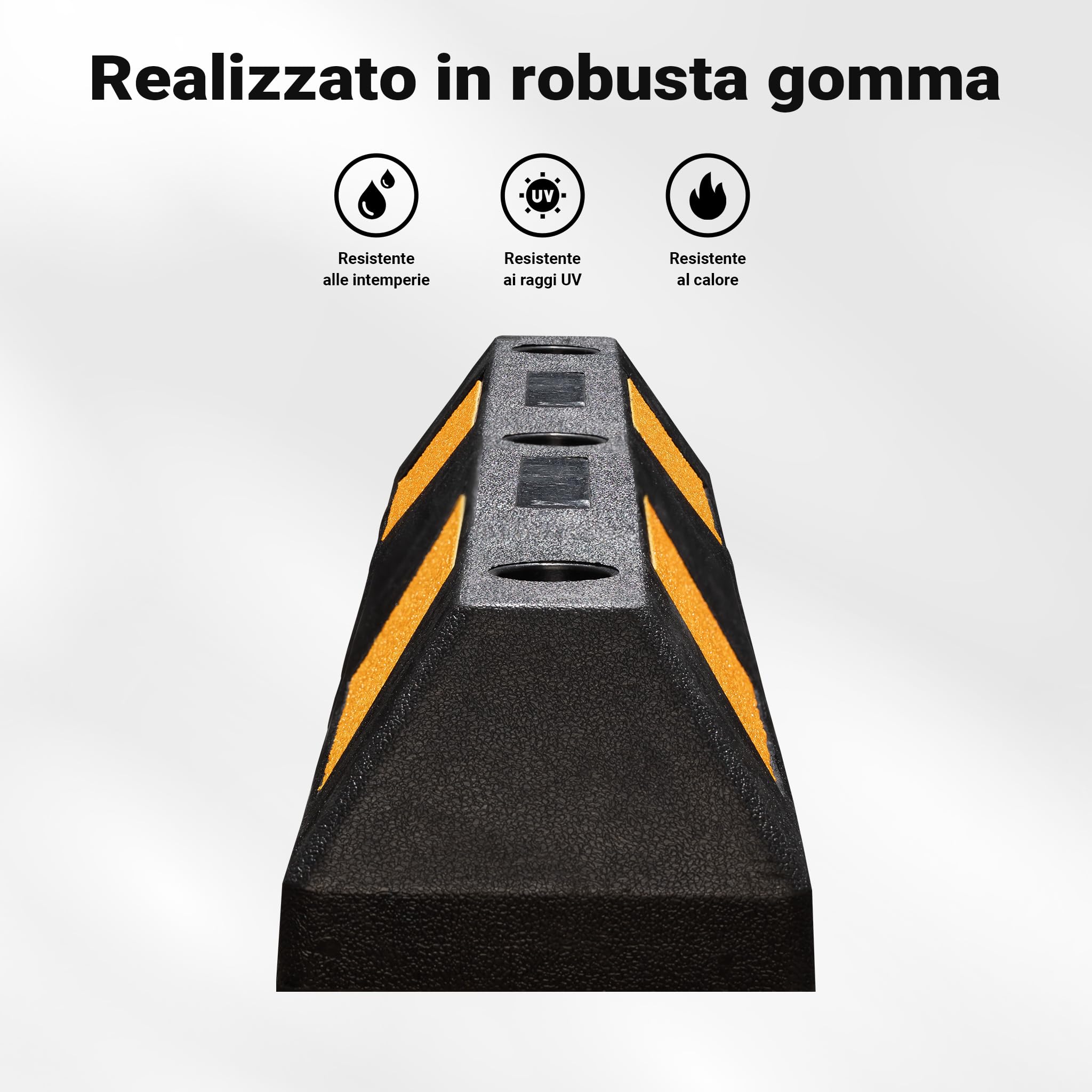 Wiltec Delimitatore 900x150x100mm fermaruota gomma 2 pezzi rifrangente