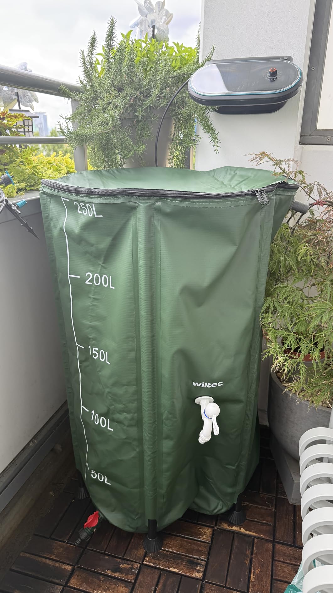 Wiltec Serbatoio acqua piovana pieghevole 250L PVC
