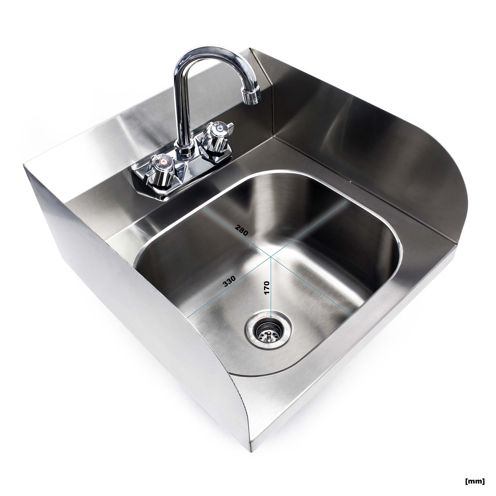 Wiltec XPOtool Lavello Inox Quadrato con Paraspruzzi 3 Lati