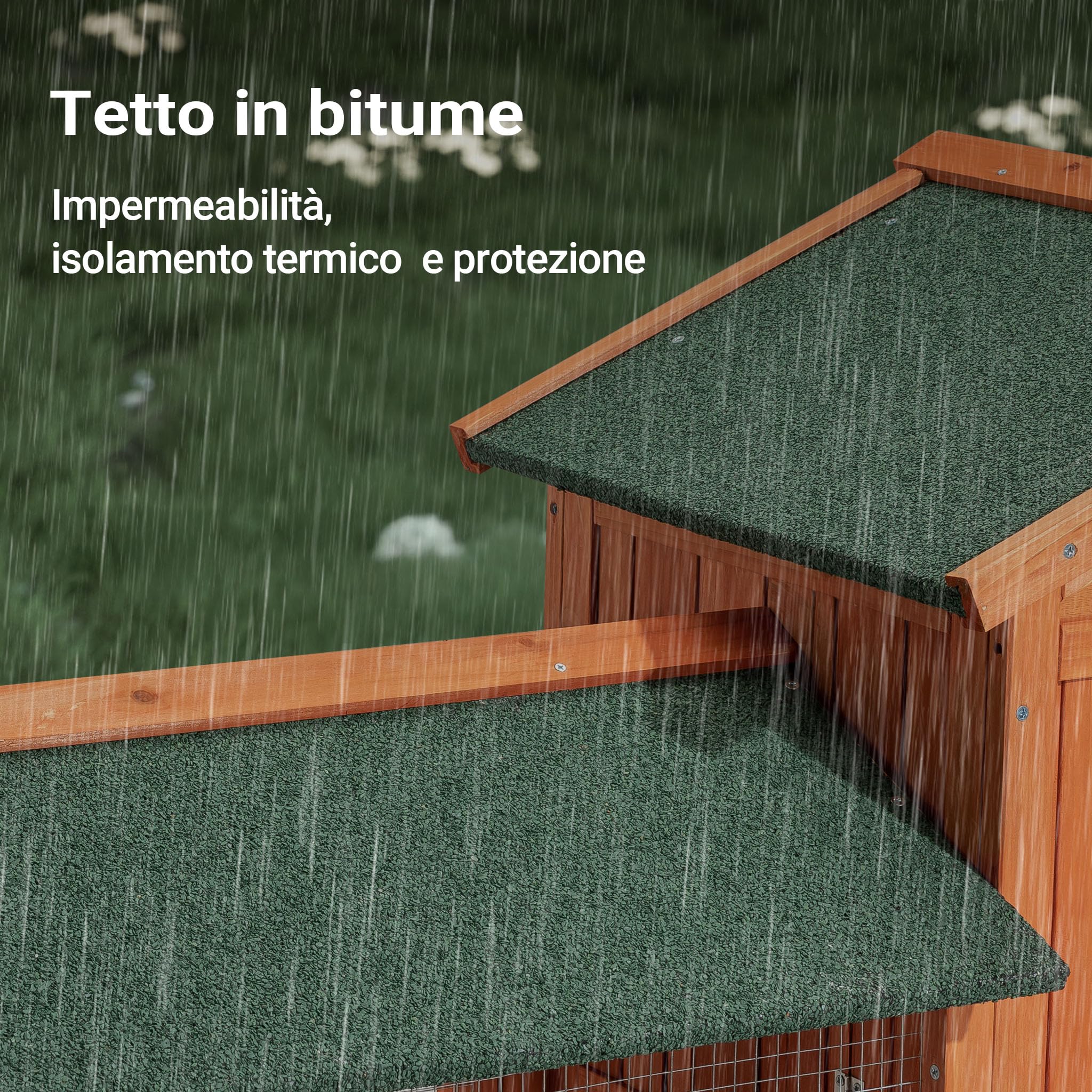 Wiltec Pollaio Conigliera Legno 147x52x85,5 cm con Recinto