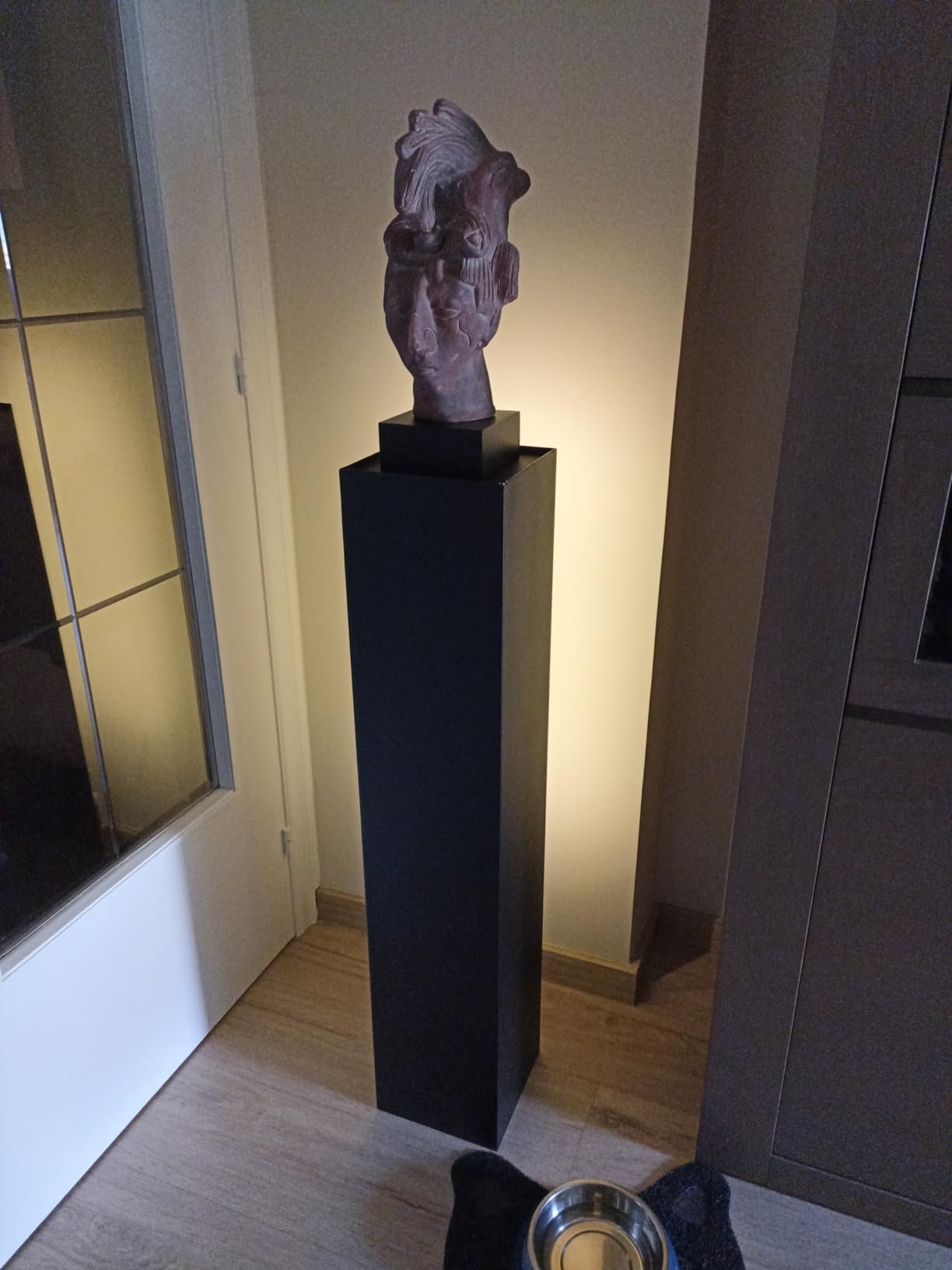 Wiltec Colonna Decorativa Welcome 100cm Metallo Nero Fioriera