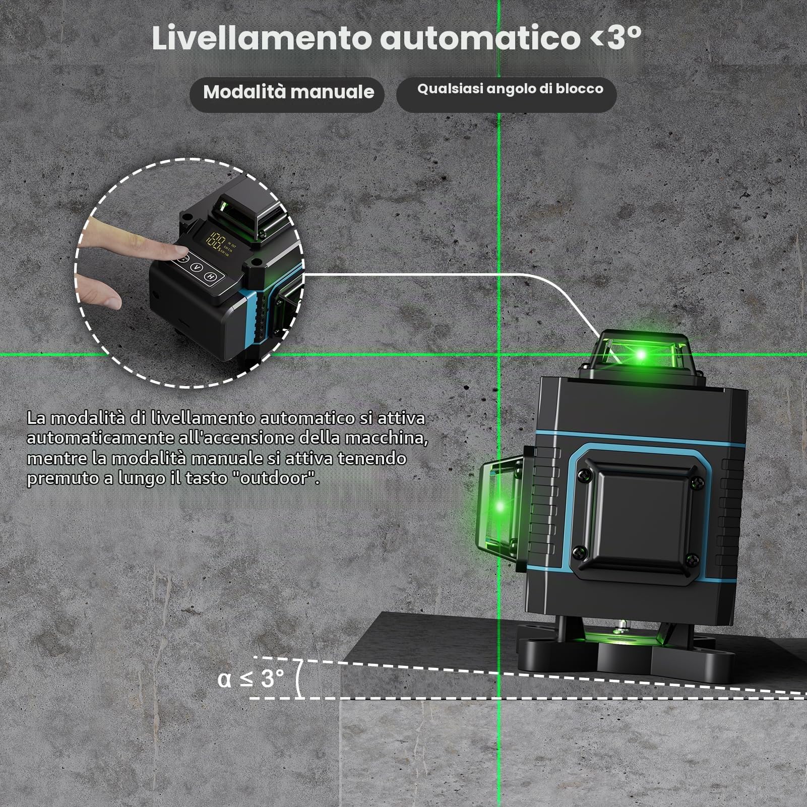 Weytoll Livella Laser 360 Verde 16 Linee Kit Treppiede