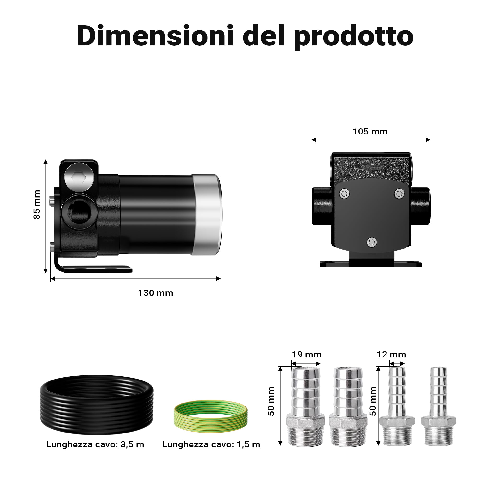 Wiltec Pompa travaso carburante 12 V 14 l/min