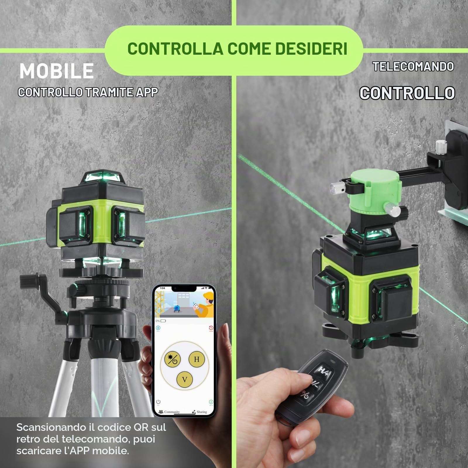 Weytoll Livella laser 16 linee verde IP54 treppiede 25 m