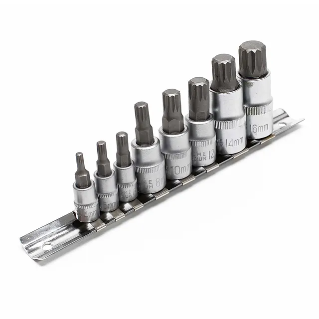 Wiltec Set Bussole XZN 8 Pezzi M4-M16 Acciaio Cr-V