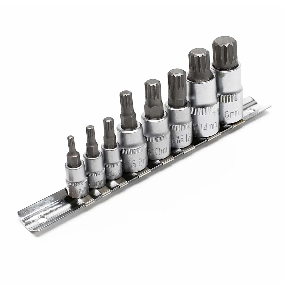 Wiltec Set Bussole XZN 8 Pezzi M4-M16 Acciaio Cr-V