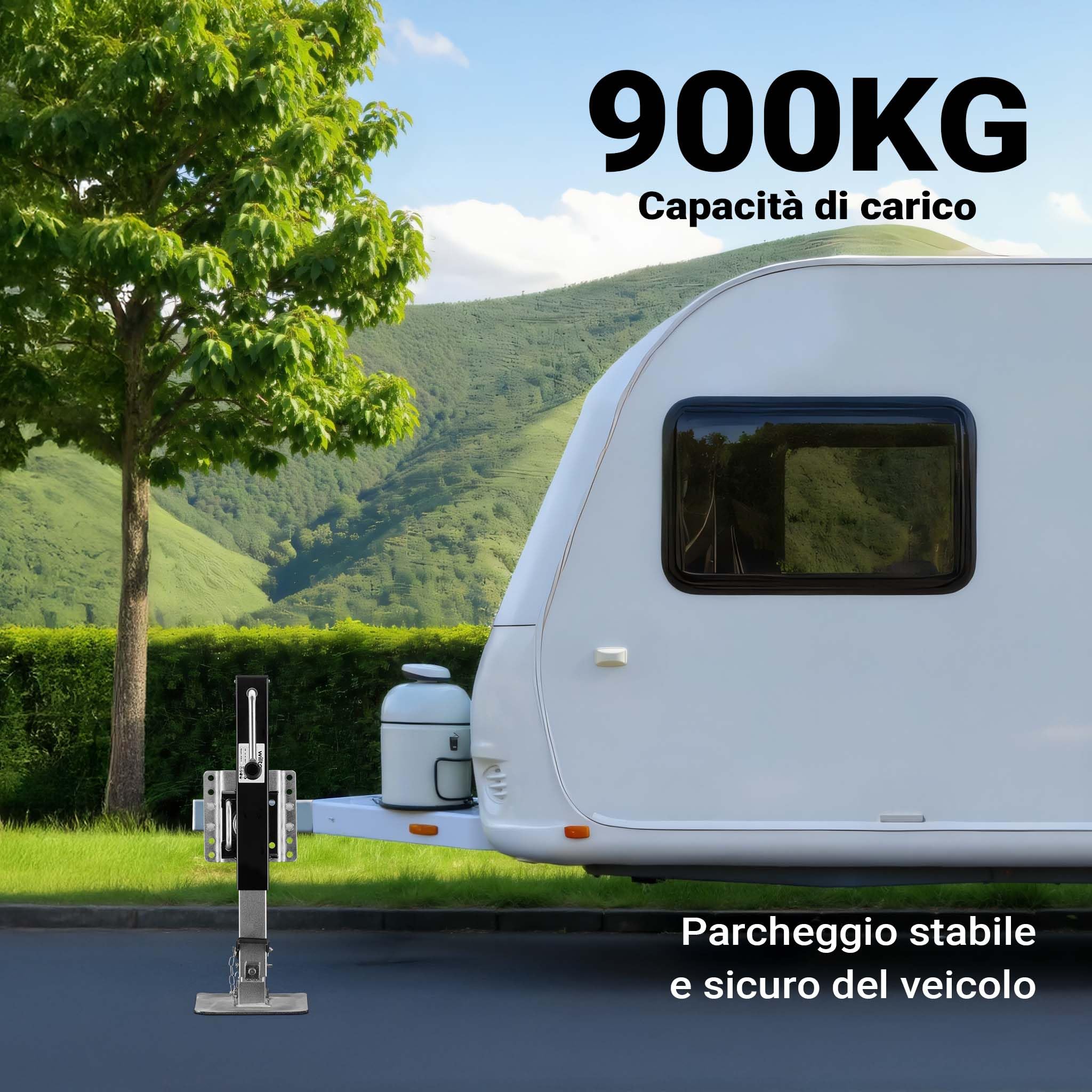 Wiltec Piede Stabilizzatore 900kg Manovella Laterale Girevole