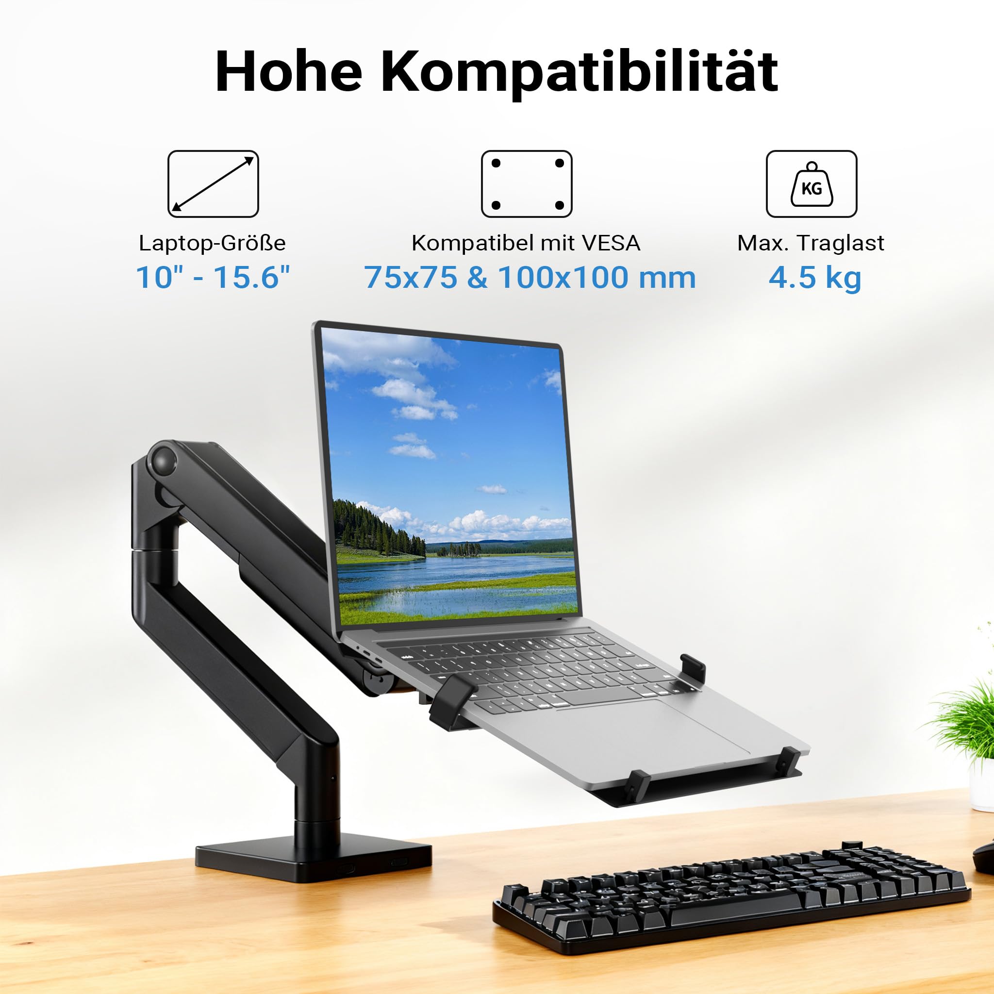 Wiltec Supporto Laptop Braccio VESA Acciaio Antiscivolo