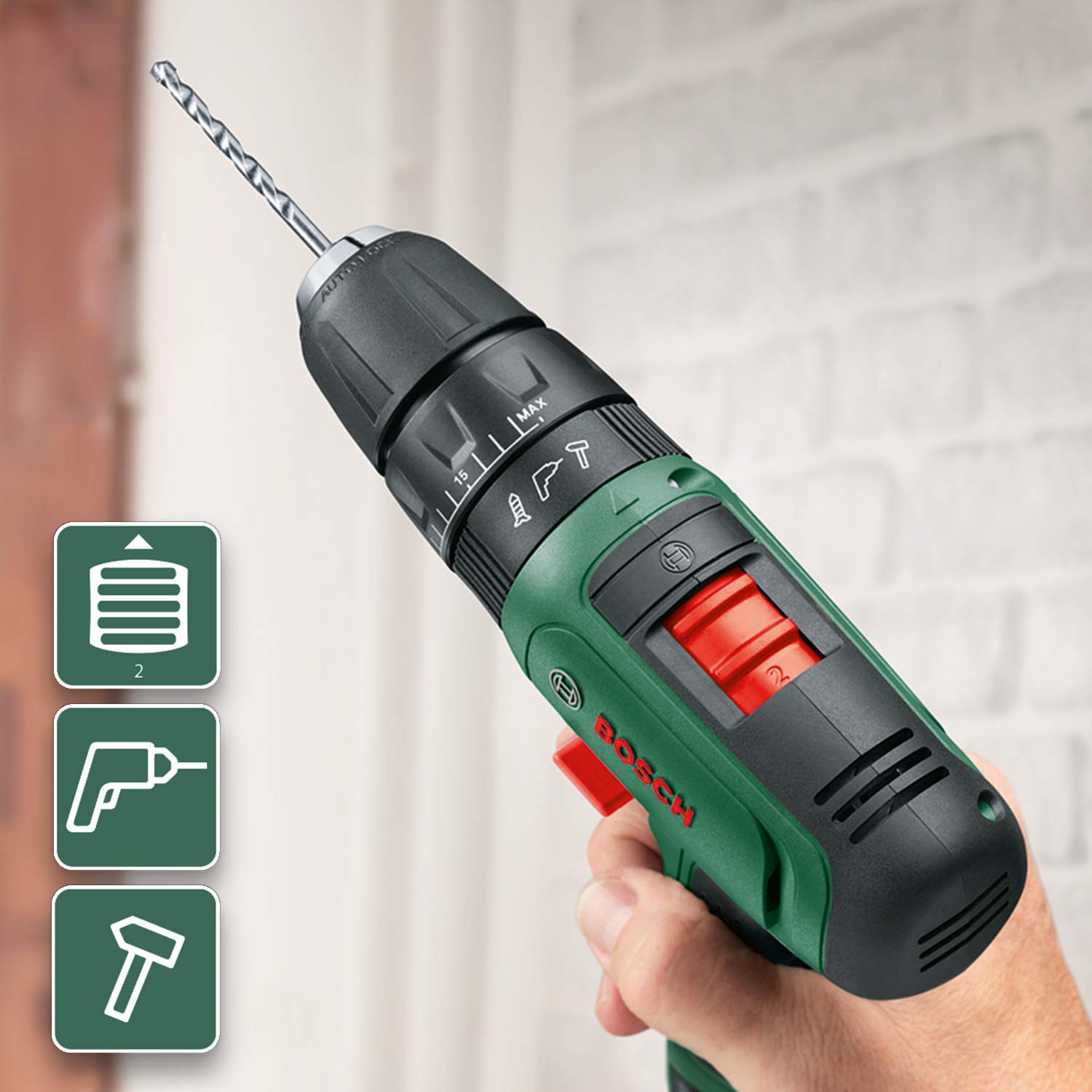 Bosch Easy Trapano Battente 12V Set Premium 2 Batterie percussione