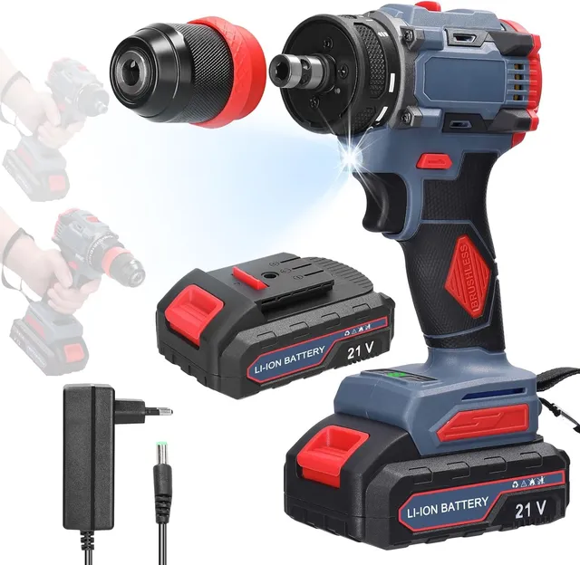 Weytoll Trapano Avvitatore Batteria 21V 55Nm Brushless 2in1