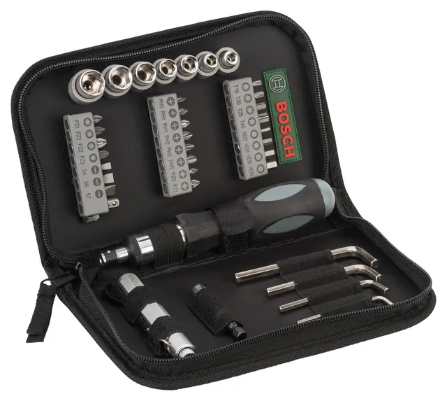 Bosch Astuccio Avvitamento 38 Pezzi con Cricchetto Bit