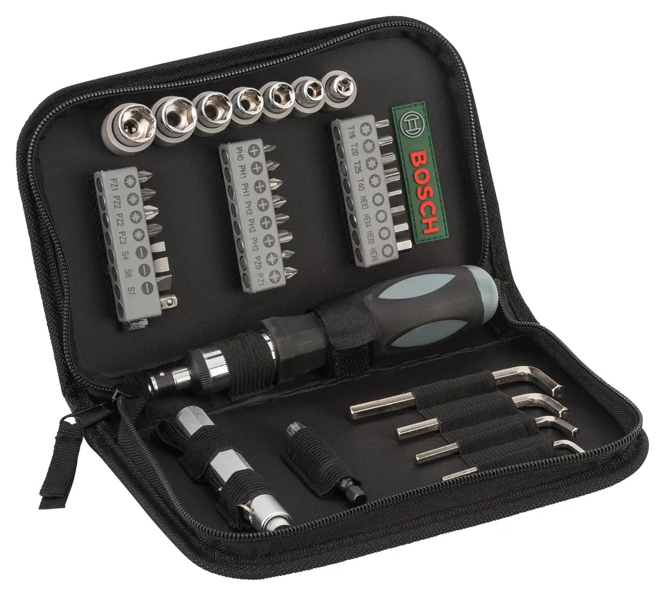Bosch Astuccio Avvitamento 38 Pezzi con Cricchetto Bit