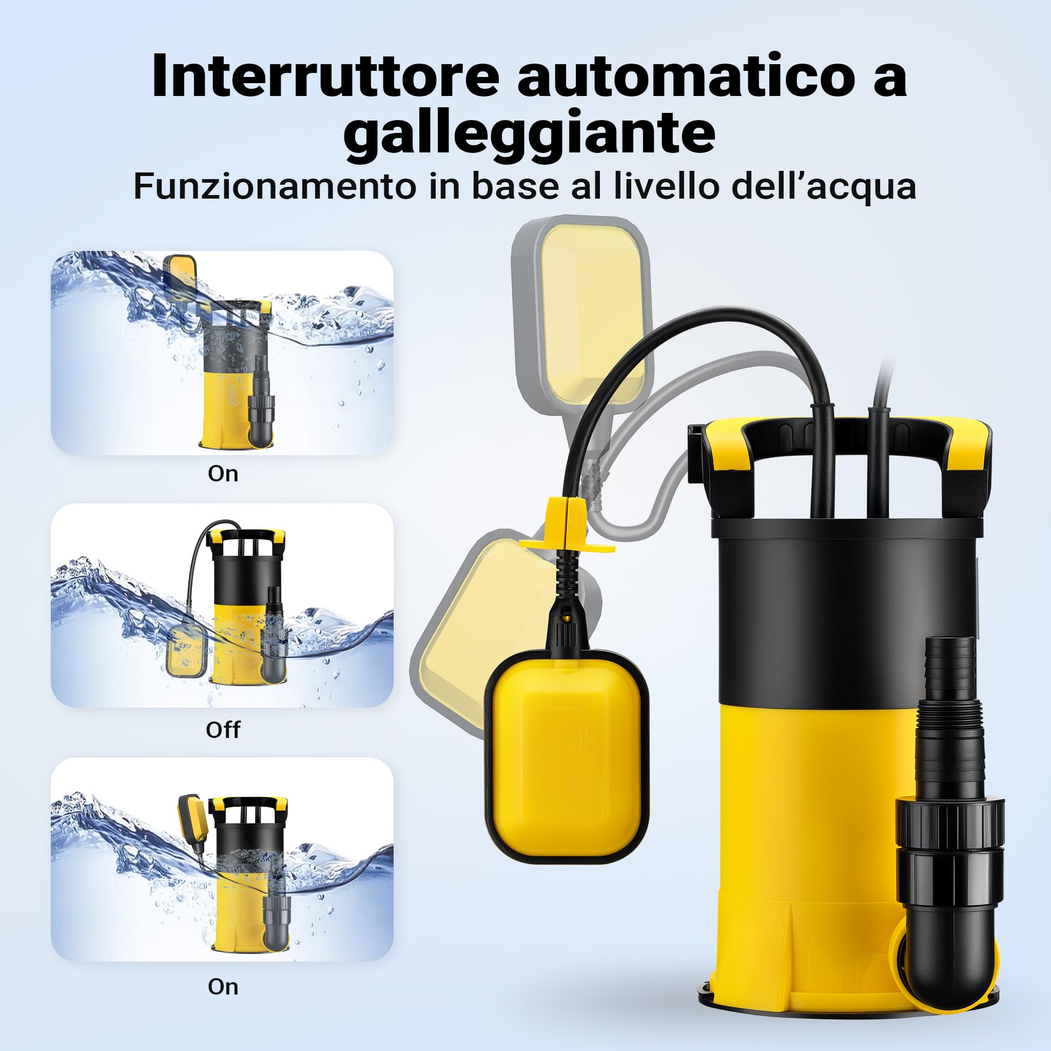 Wiltec pompa sommersa 550W 12500 l/h 7 m inox rasoterra