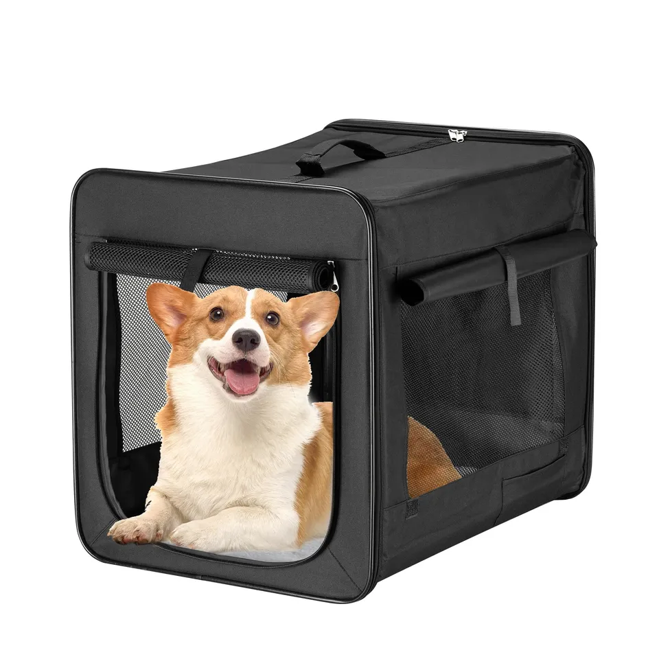 Wiltec trasportino pieghevole XL nero 94x66x74 cm con cuscino