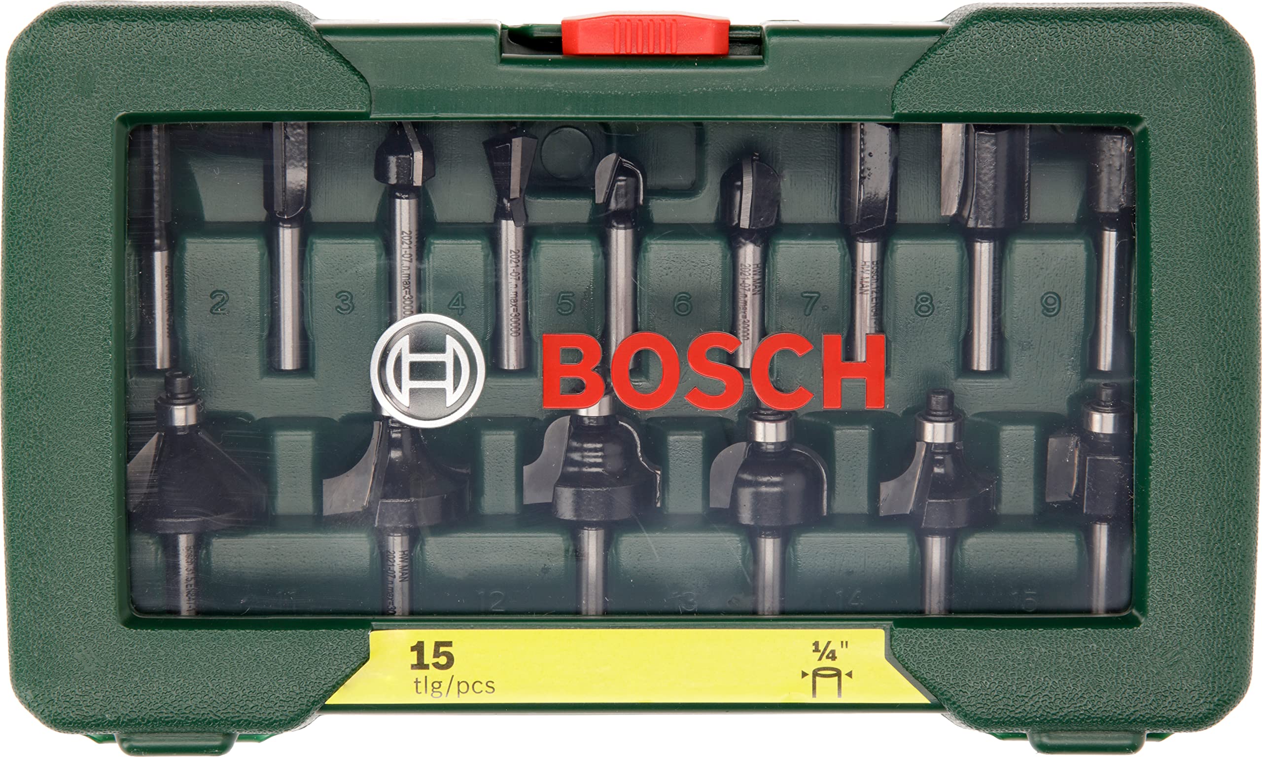 Bosch Set 15 Frese Legno codolo 1/4" metallo duro