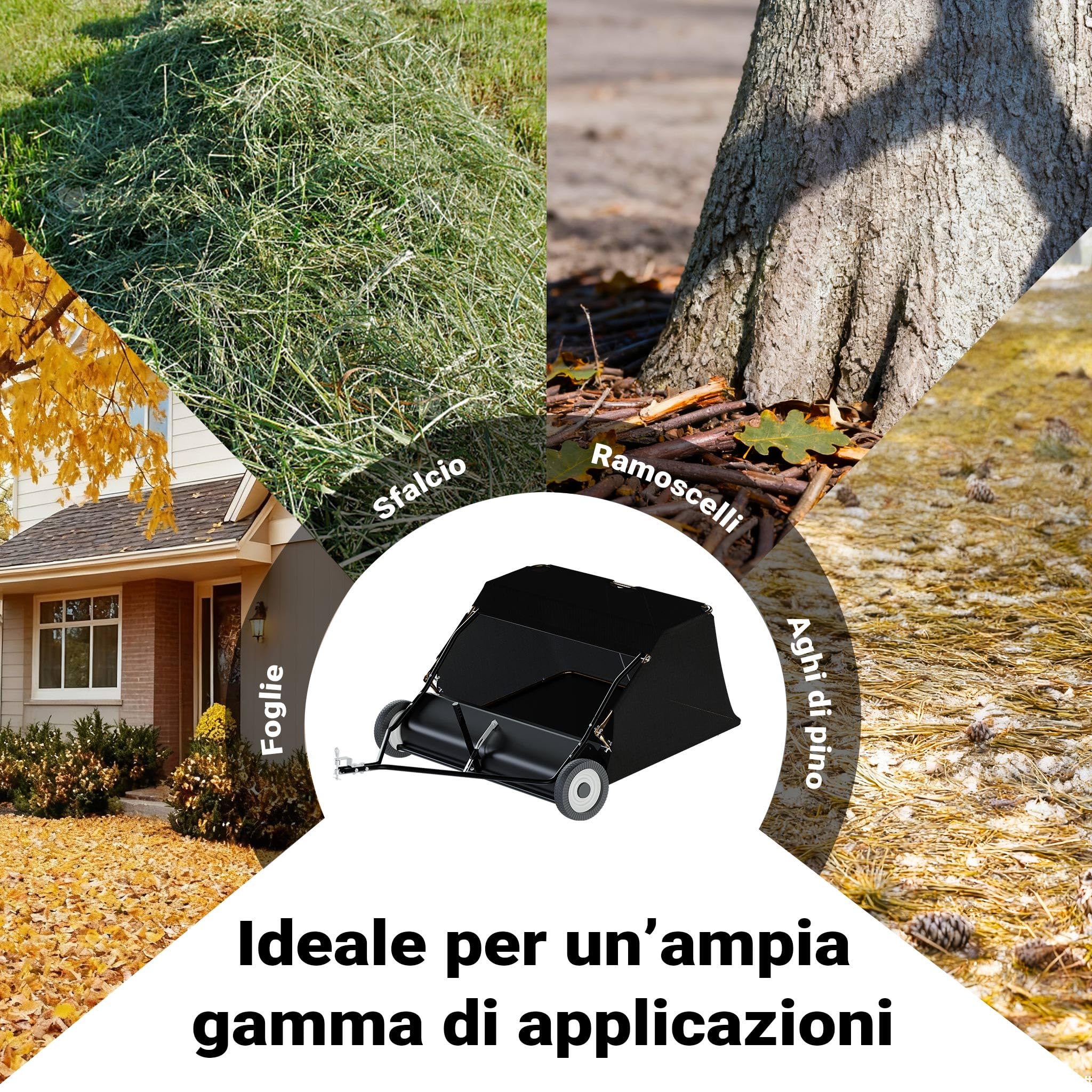 Wiltec Spazzatrice Prato Traino 120 cm Rete 415 L