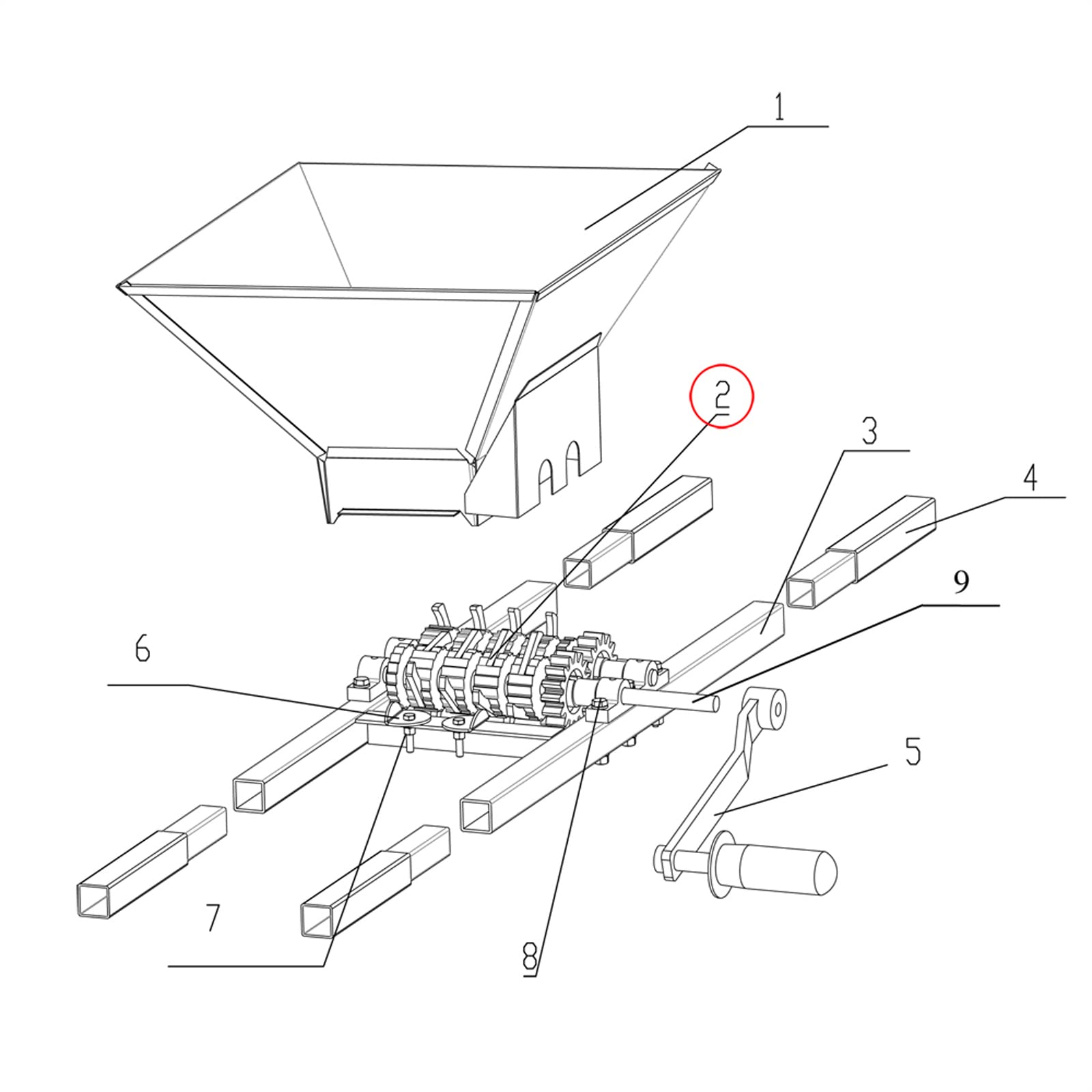 Wiltec Albero Trasmissione Ricambio Pezzo Mulino Frutta 7 l