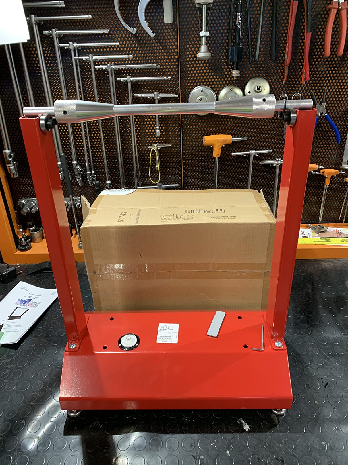 Wiltec cavalletto equilibratrice ruote moto acciaio bilanciatore