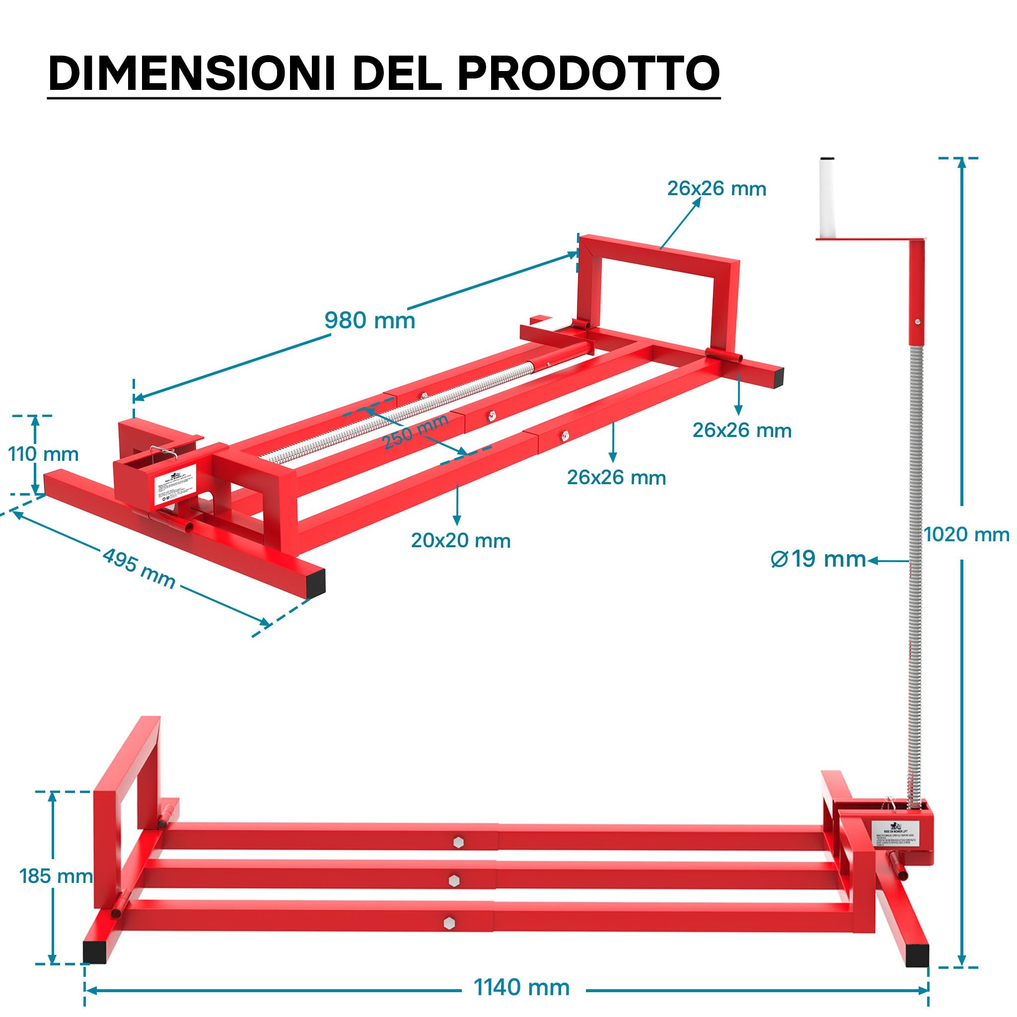 Wiltec Sollevatore trattorino rasaerba 250 kg 35°