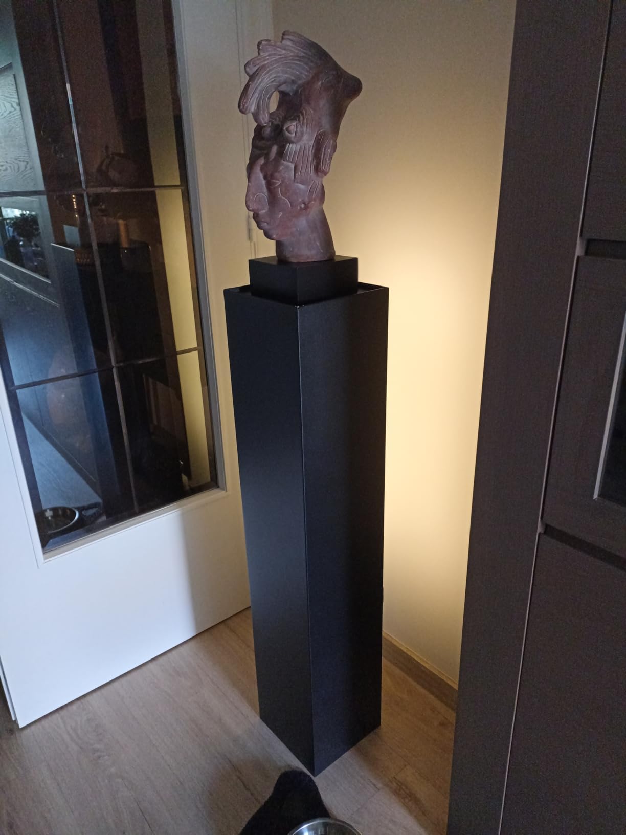 Wiltec Colonna Decorativa Welcome 100cm Metallo Nero Fioriera