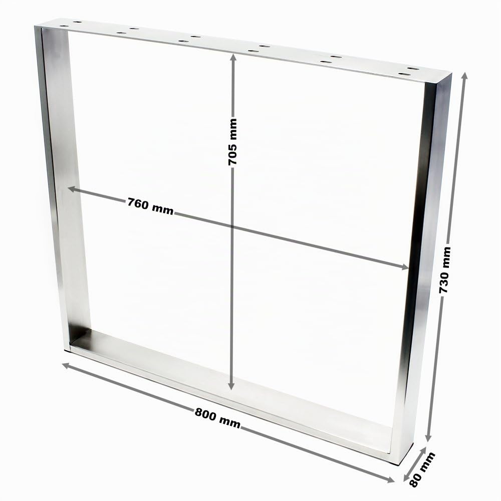 Wiltec Telaio tavolo acciaio inox 80x73cm base con feltri