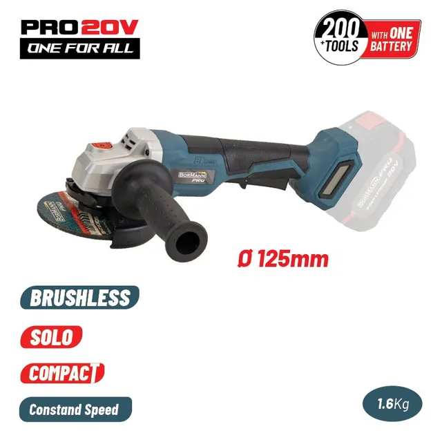 Bormann 20V Smerigliatrice Angolare 125mm Brushless Solo
