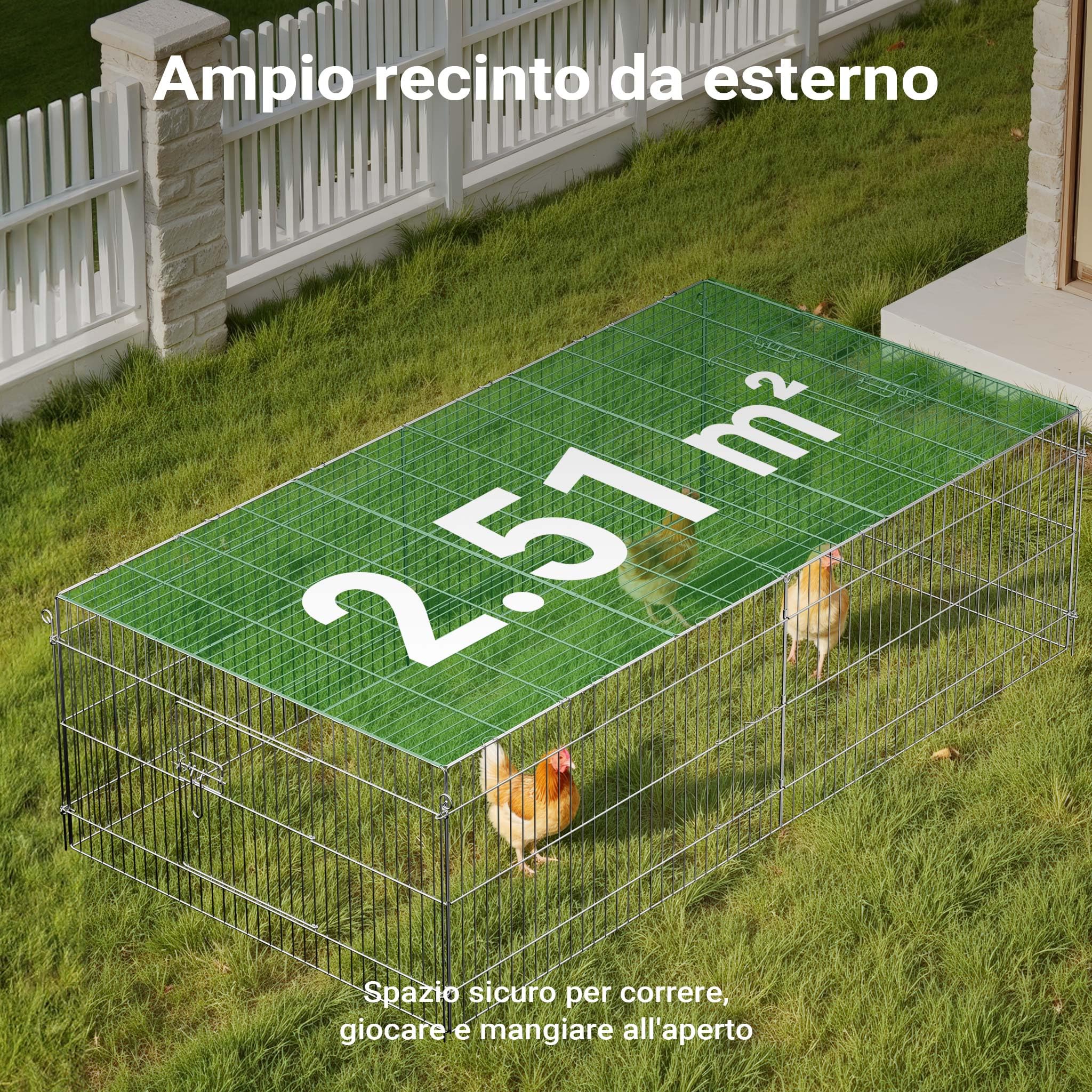 Wiltec Recinto 216x116x65 cm per Conigli con Telo Parasole