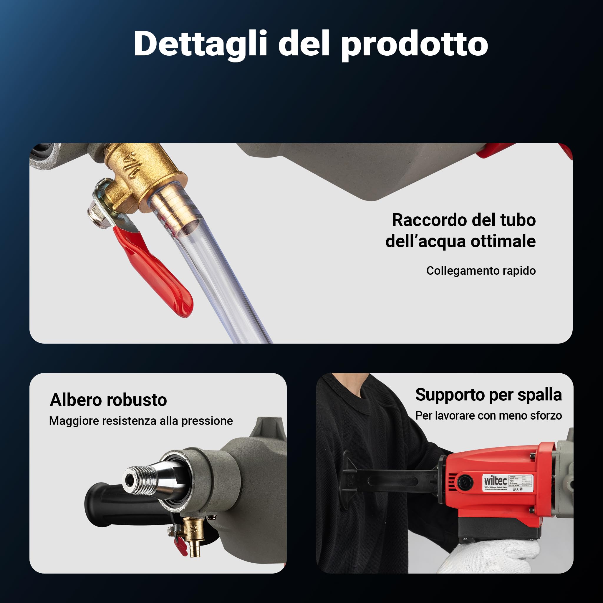 Wiltec carotatrice acqua 110 mm 2080 W valigetta