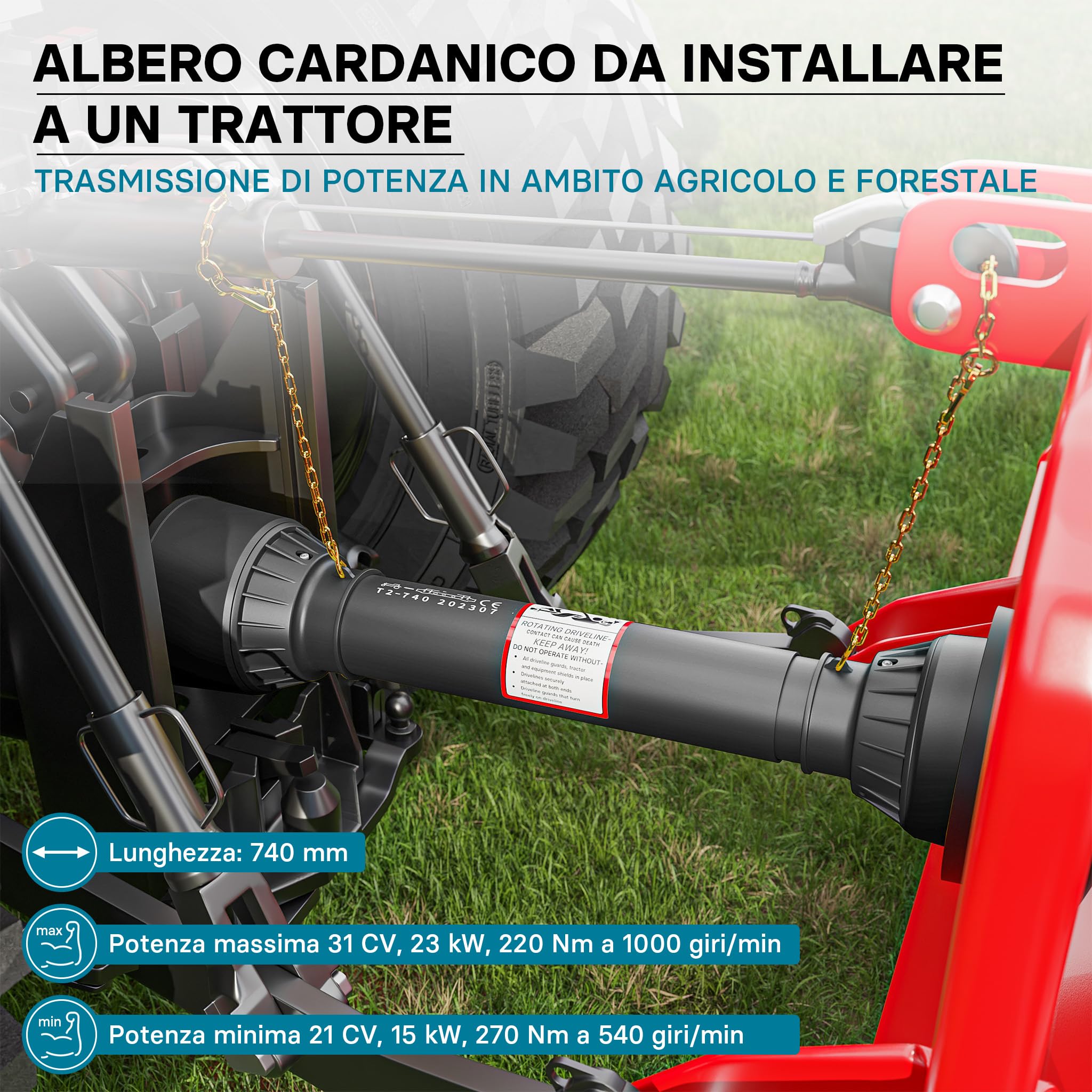 Wiltec Albero Cardanico T2 740-960 mm 540 rpm agricolo