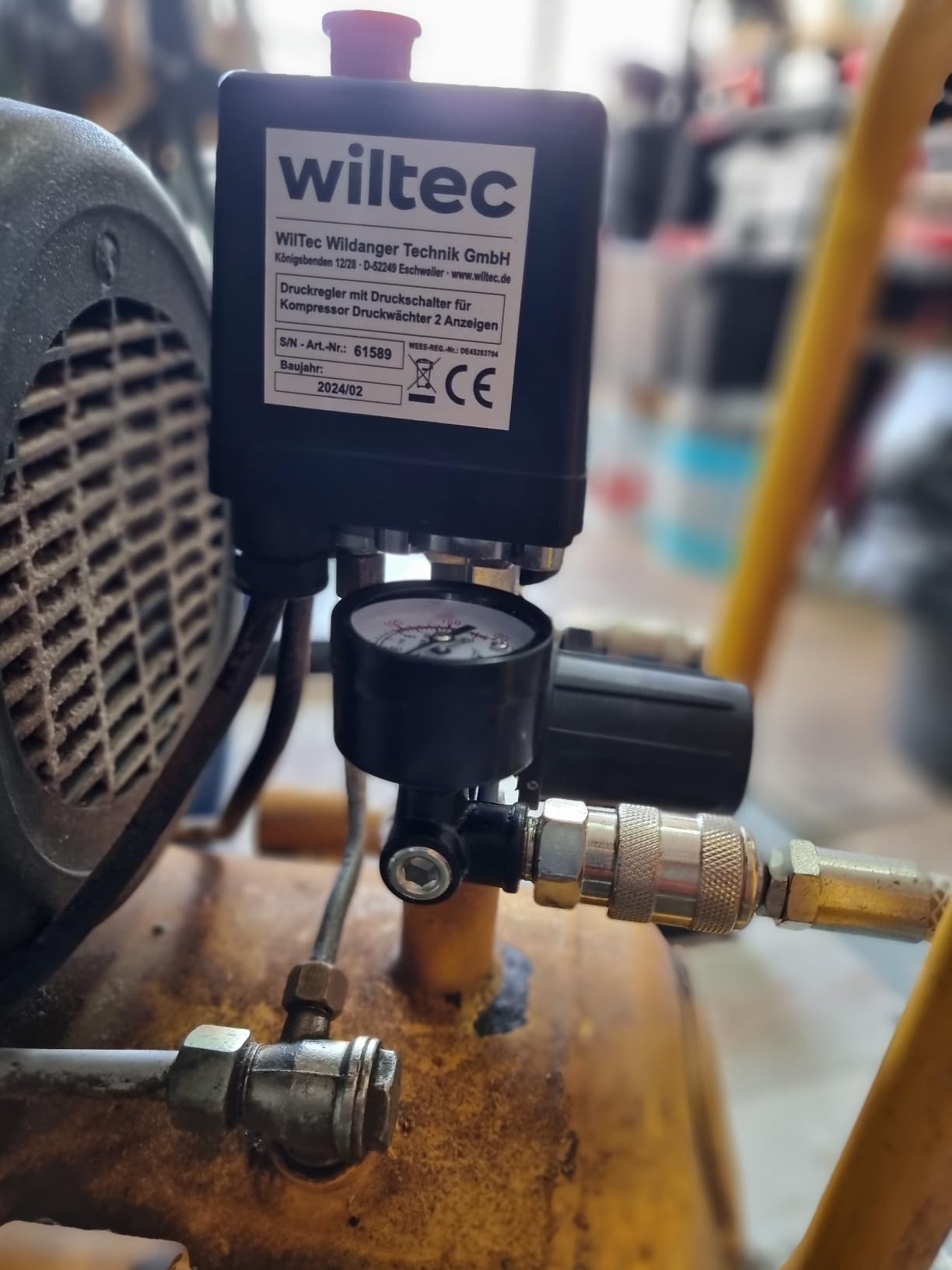 Wiltec regolatore pressione pressostato compressore 8 bar 2 manometri