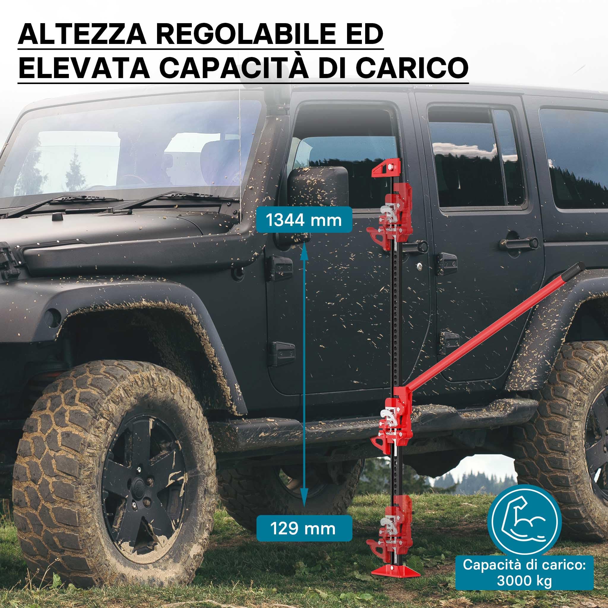 Wiltec binda meccanica 60" cric 150 cm 3 t fuoristrada
