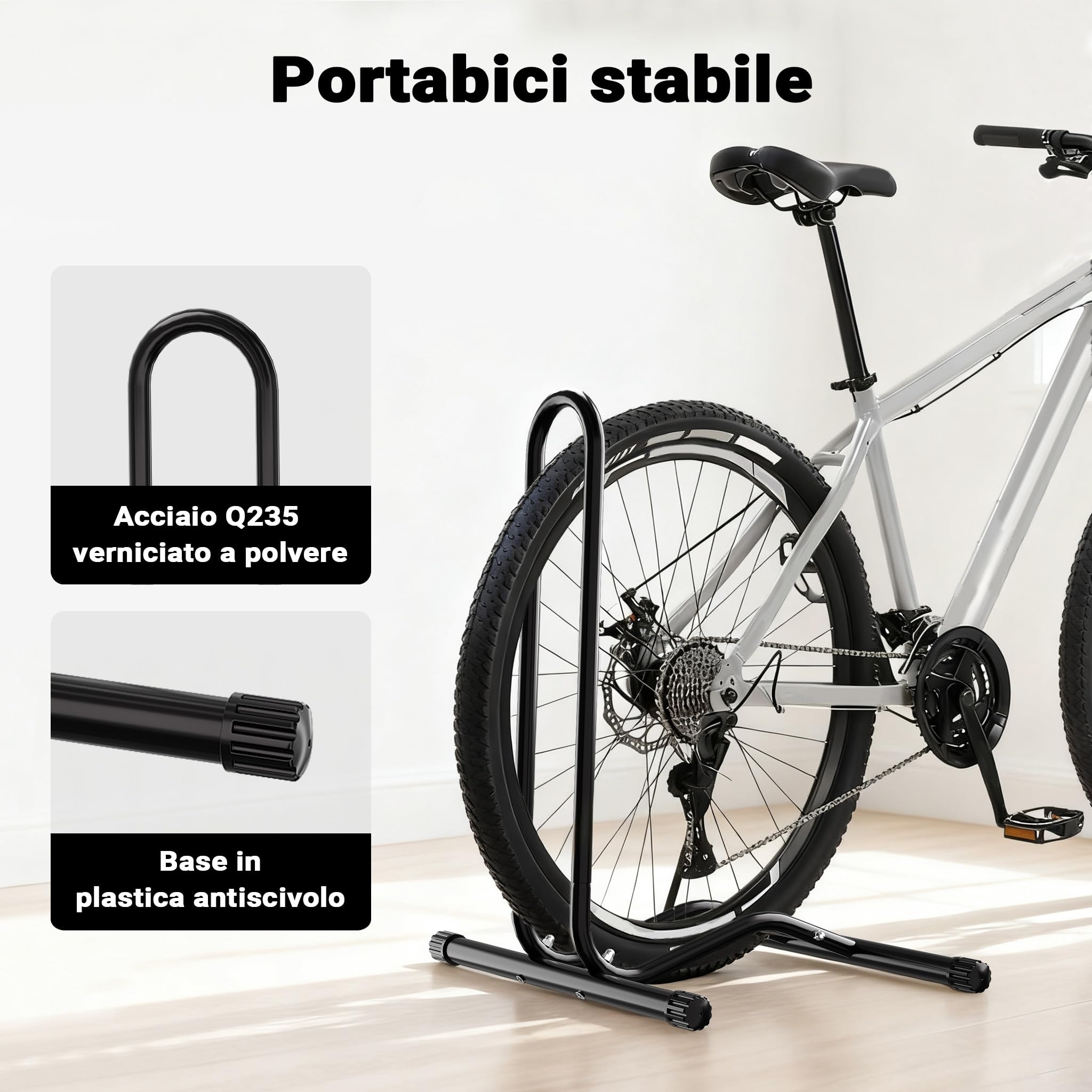 Wiltec portabici mobile cavalletto bici 1 posto 60mm