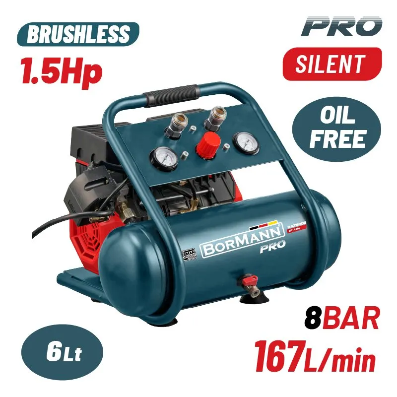 Bormann BAT5006 compressore silenzioso 6L 1,5 HP brushless
