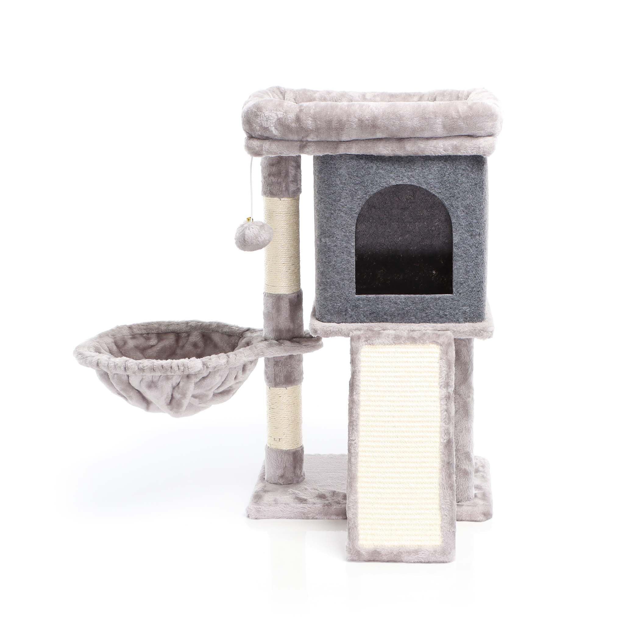 Fudajo Albero Tiragraffi 71,5 cm Tiragraffi Grigio con Casetta