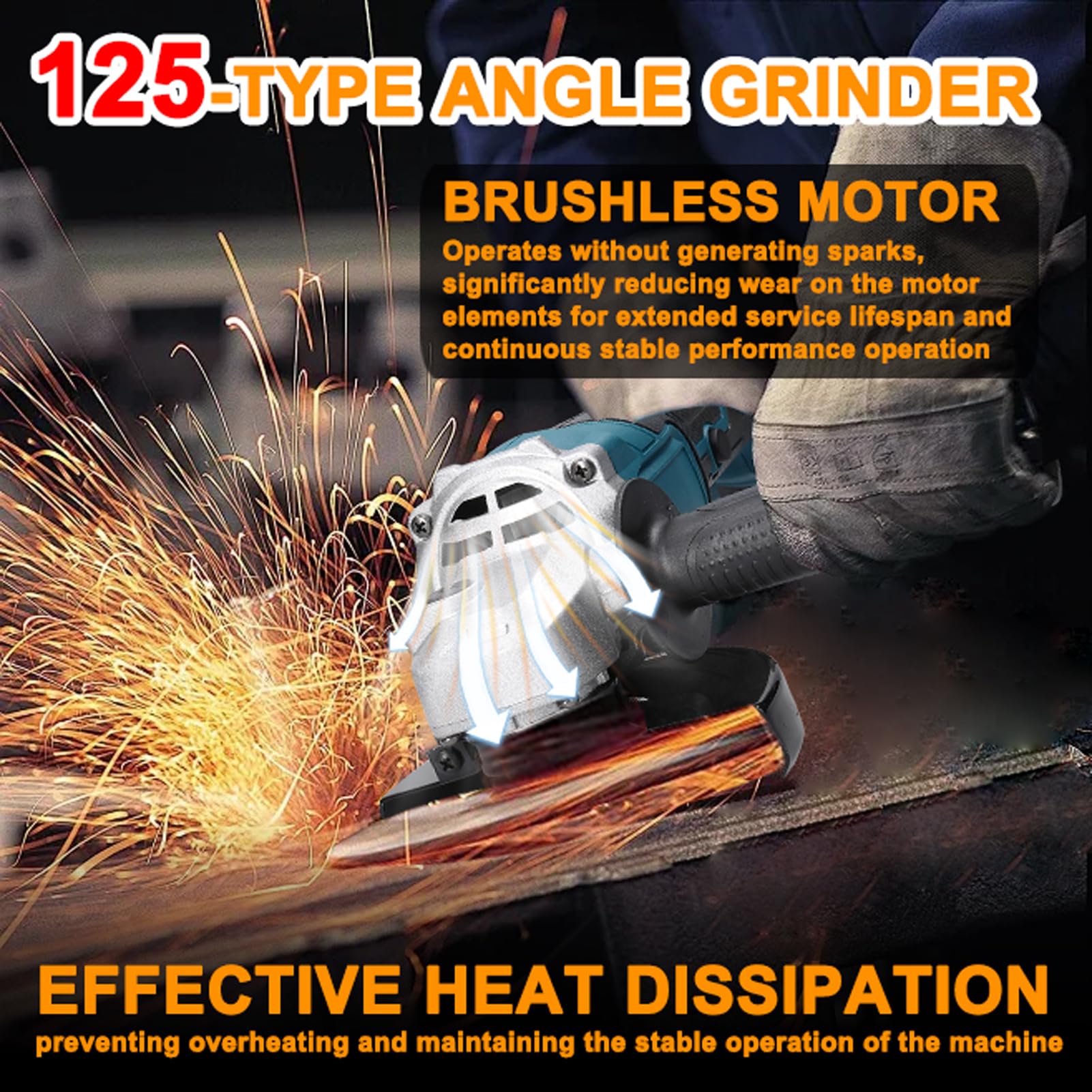 Weytoll Smerigliatrice Angolare 125 mm 21V 2 Batterie