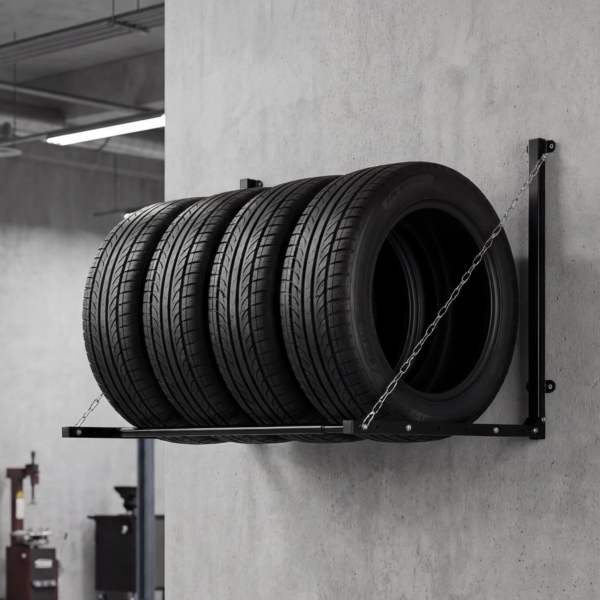 Wiltec Supporto pneumatici a parete 130 kg 4 ruote pieghevole