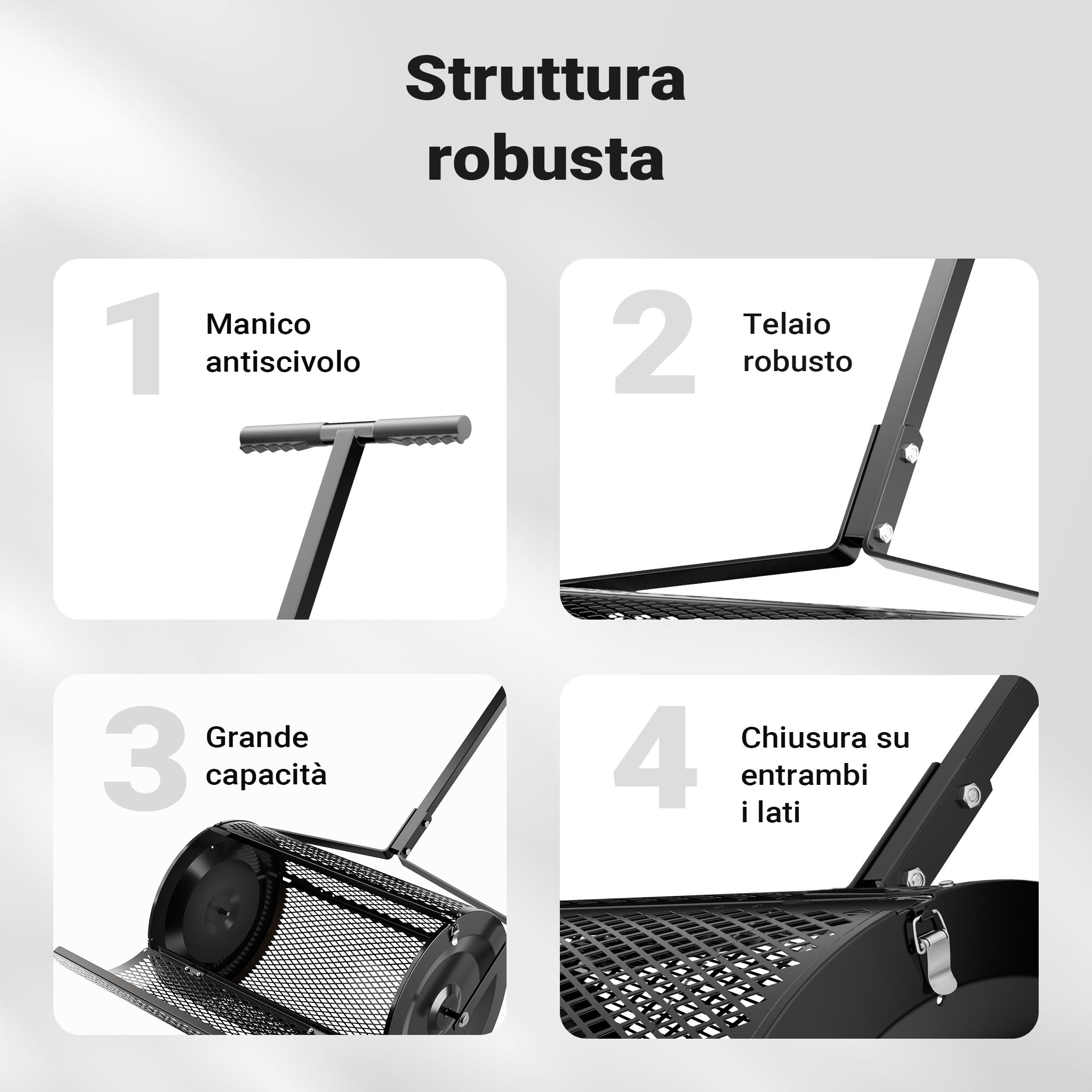 Wiltec Rullo Spargiterriccio 75L 110x64x40cm a Rete
